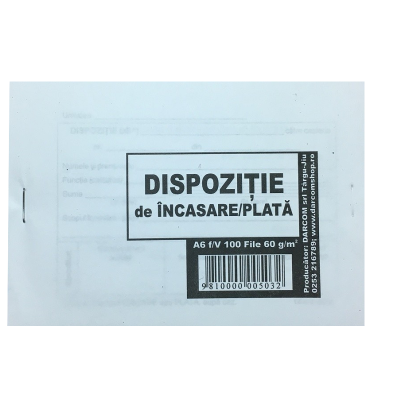 DISPOZITIE DE CASIERIE A6  100FILE
