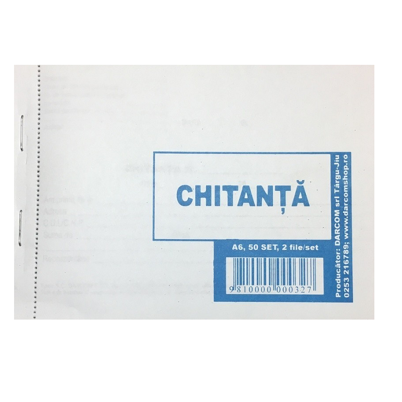 CHITANTIER  AUTOCOPIATIV A6 2EX. 50 SETURI