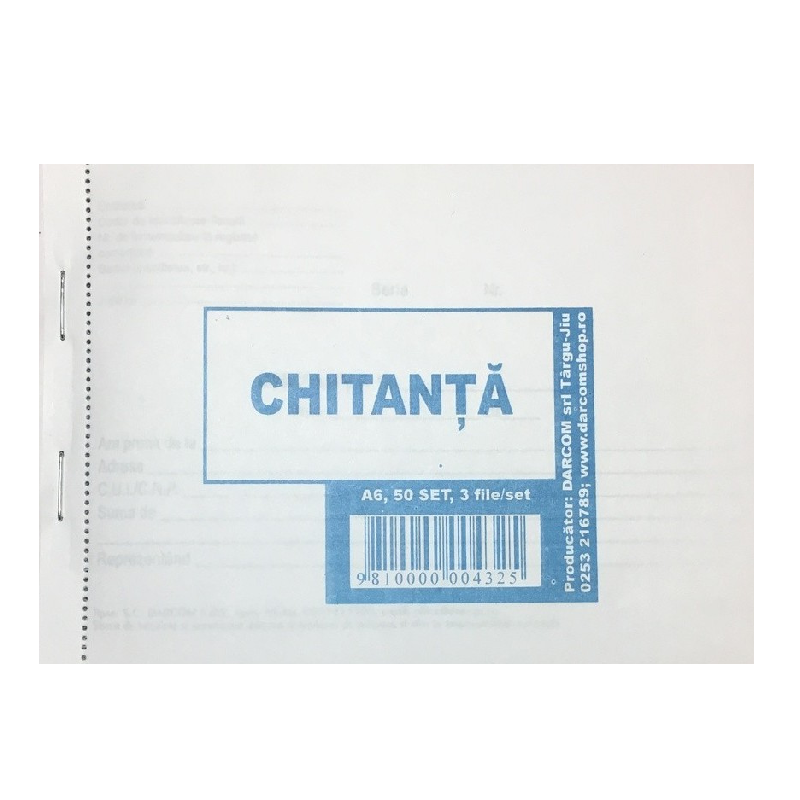 CHITANTIER  AUTOCOPIATIV A6 3EX. 50 SETURI