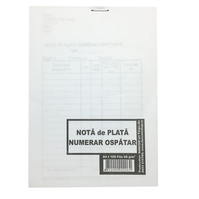 NOTA PLATA A6 100 FILE